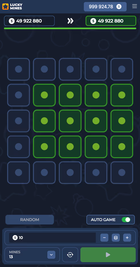 Lucky Mines InOut Games Mobile Screenshot