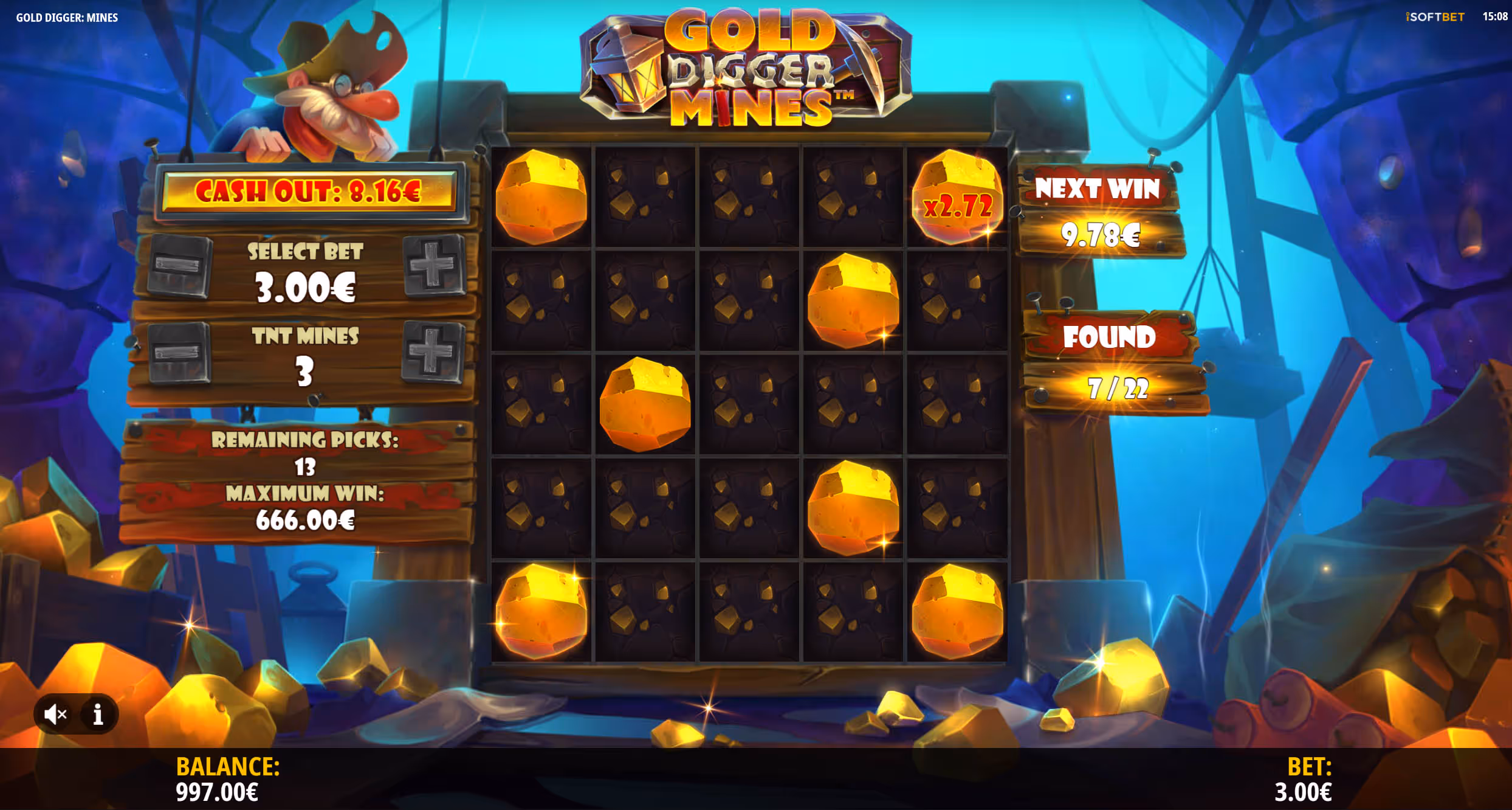 Gold DIgger Mines iSoftbet Desktop Screenshot