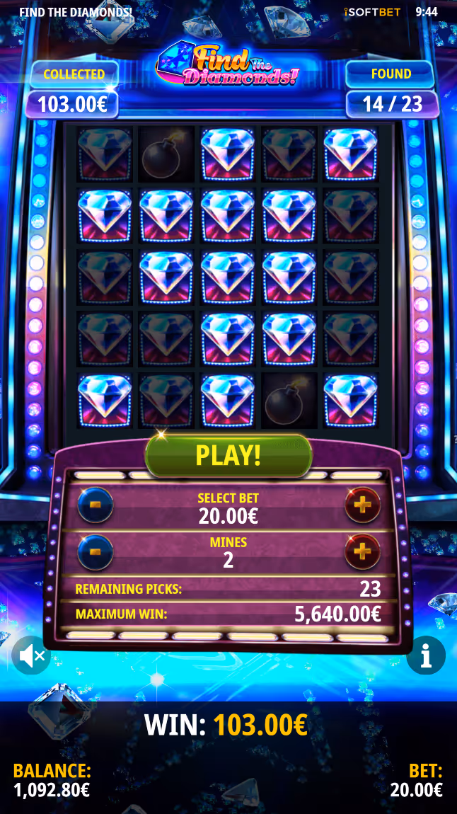 Find The Diamonds iSoftbet Mobile Screenshot