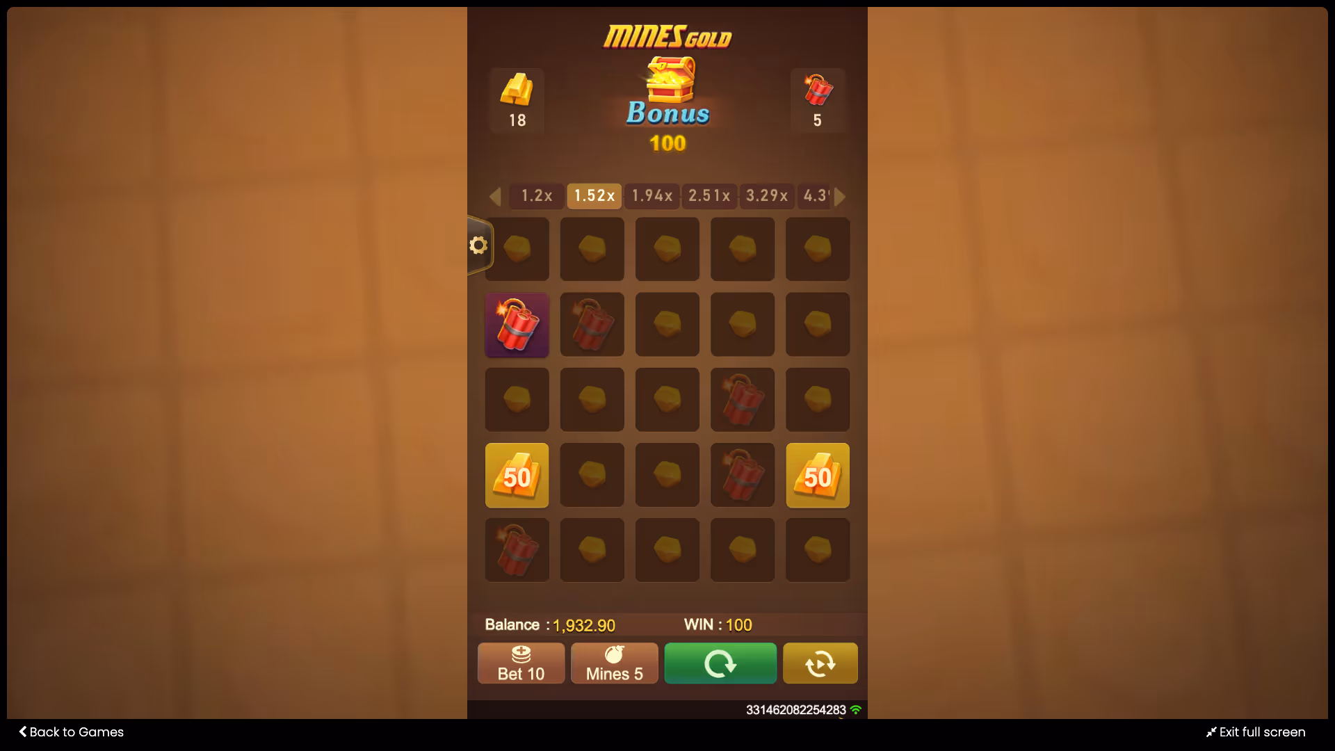 Mines Gold TaDa Gaming Screenshot