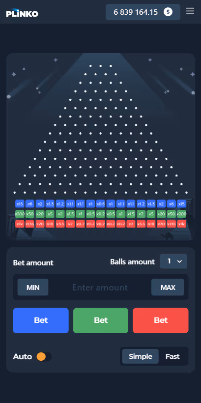 Plinko 1000 InOut Games Mobile Screenshot