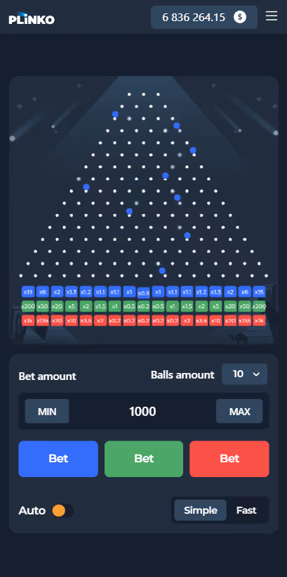Plinko 1000 InOut Games Mobile Screenshot