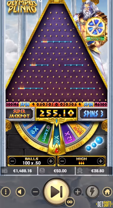 Olympus Plinko Betsoft Mobile Screenshot