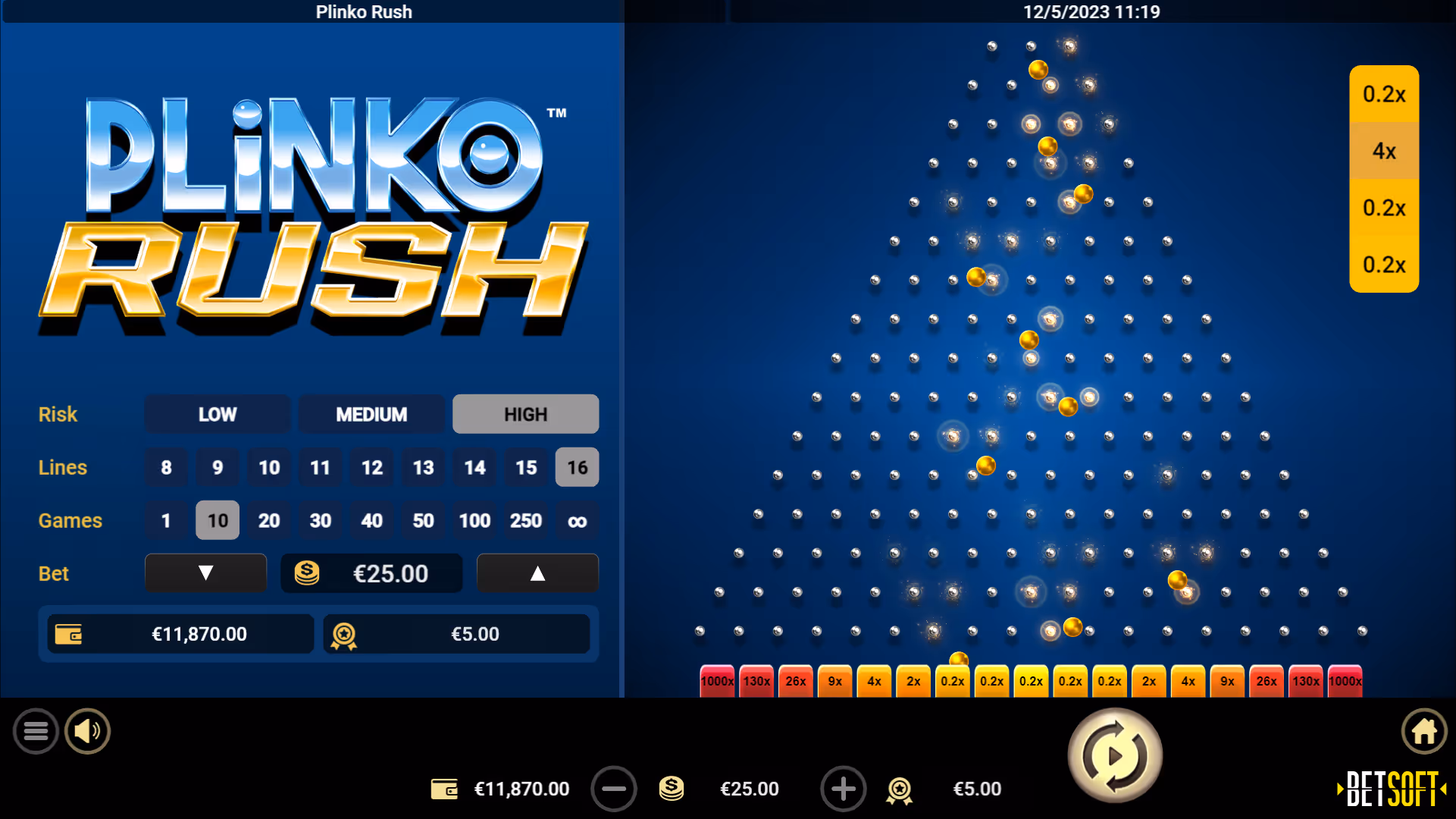 Plinko Rush Betsoft Desktop Screenshot