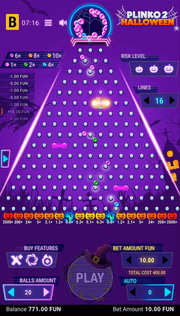 Plinko 2 Halloween BGaming Mobile Screenshot