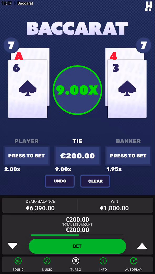 Baccarat Dare2Win Mobile Screenshot