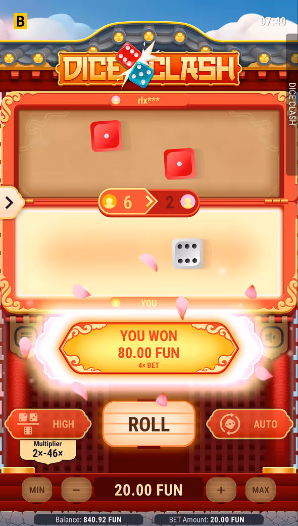 Dice Clash BGaming Mobile Screenshot