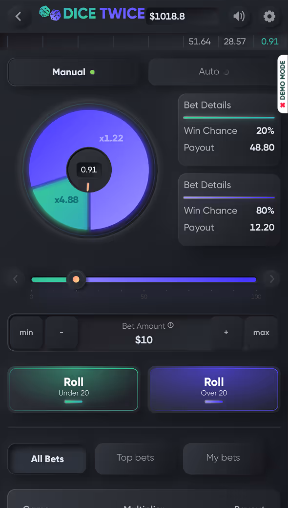 Dice Twice Mobile Screenshot
