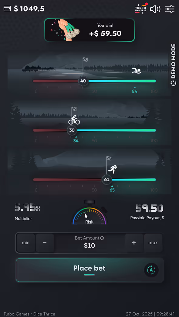 Dice Thrice Turbo Games Mobile Screenshot