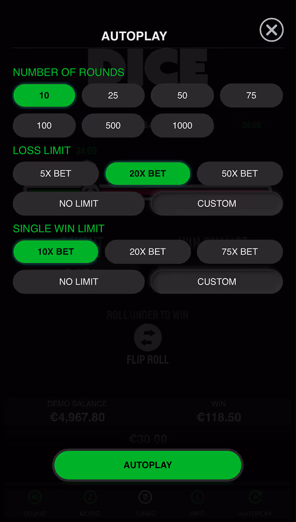 Dice Dare2Win Hacksaw Mobile Screenshot