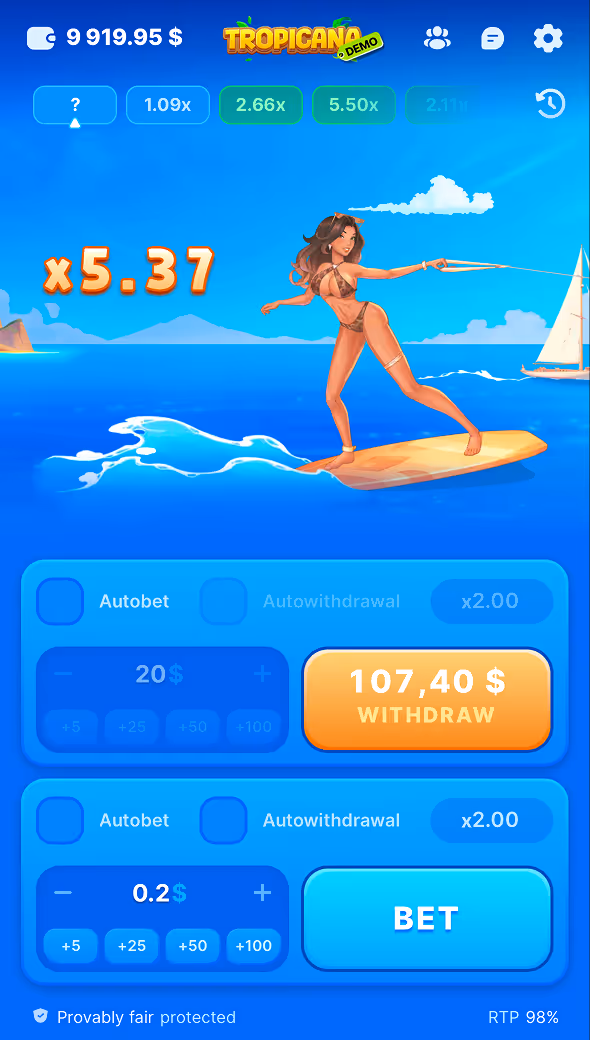 Tropicana 100HP Gaming Gameplay Screenshot