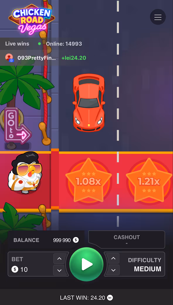 Chicken Road Vegas Mobile Gameplay Screenshot