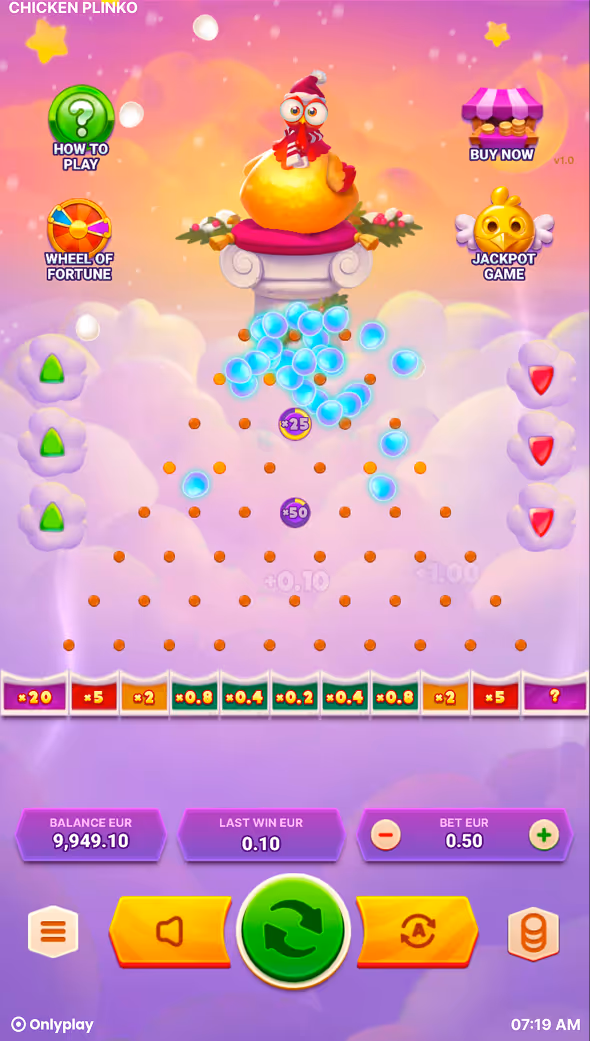 Chicken Plinko Free Spins Mobile Gameplay Screenshot