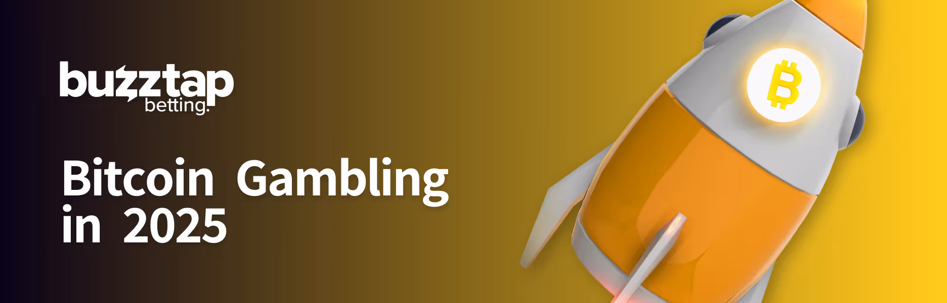 A banner graphic featuring a Bitcoin Rocket