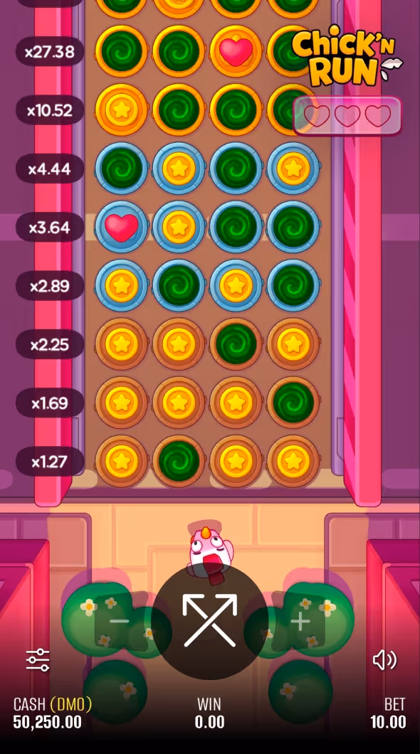 A mobile gameplay screenshot of Chick N Run casino game by Pixmove