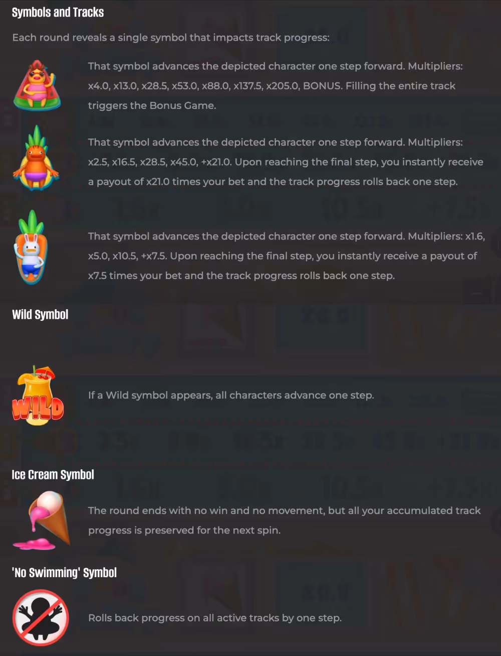 A table of contents of the symbol types in Pool Party by Pixmove