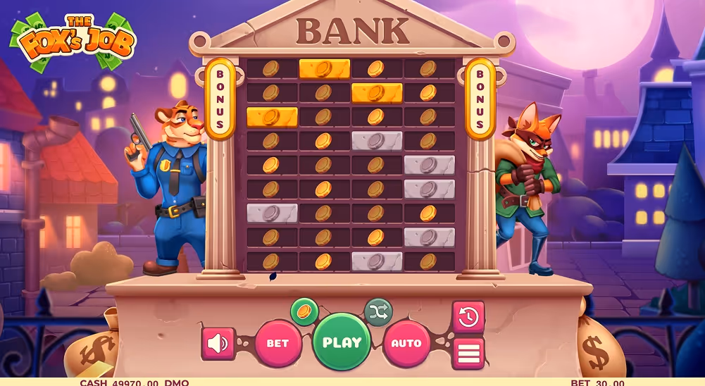 A gameplay screenshot of mines casino game Fox Job by Pixmove