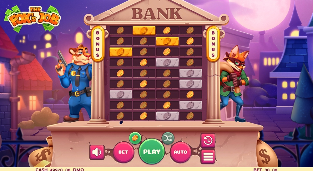 A gameplay screenshot of mines casino game Fox Job by Pixmove