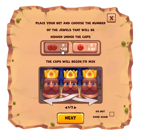 A screenshot of in-game instructions from King Thimbles by Pixmove