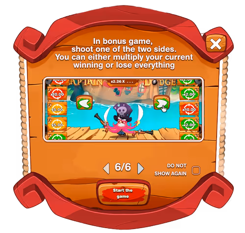 A screenshot of the in-game instructions for the Bonus Round of Captain Dodger by Pixmove