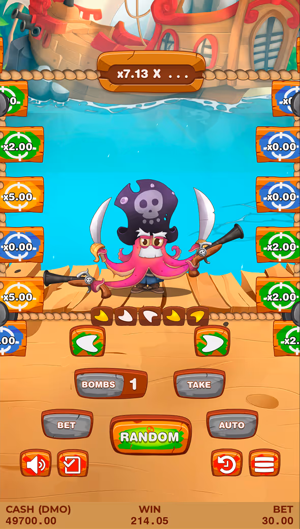 A mobile gameplay screenshot of casino game Captain Dodger by Pixmove