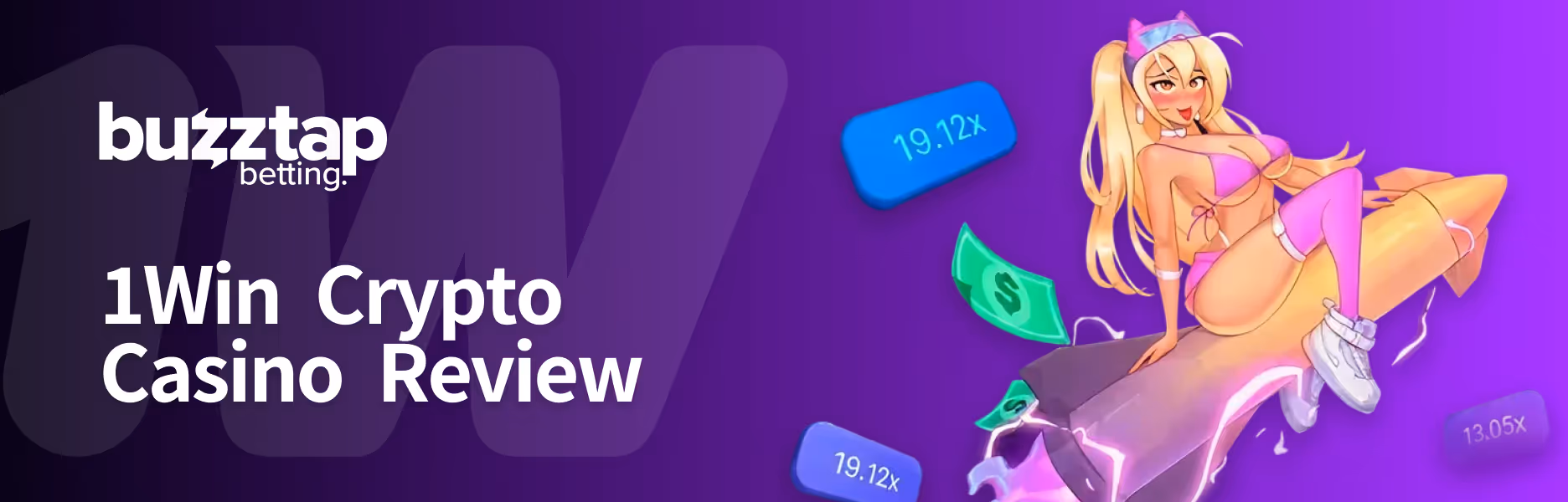 A banner featuring the 1win casino logo and game character from Rocket Queen