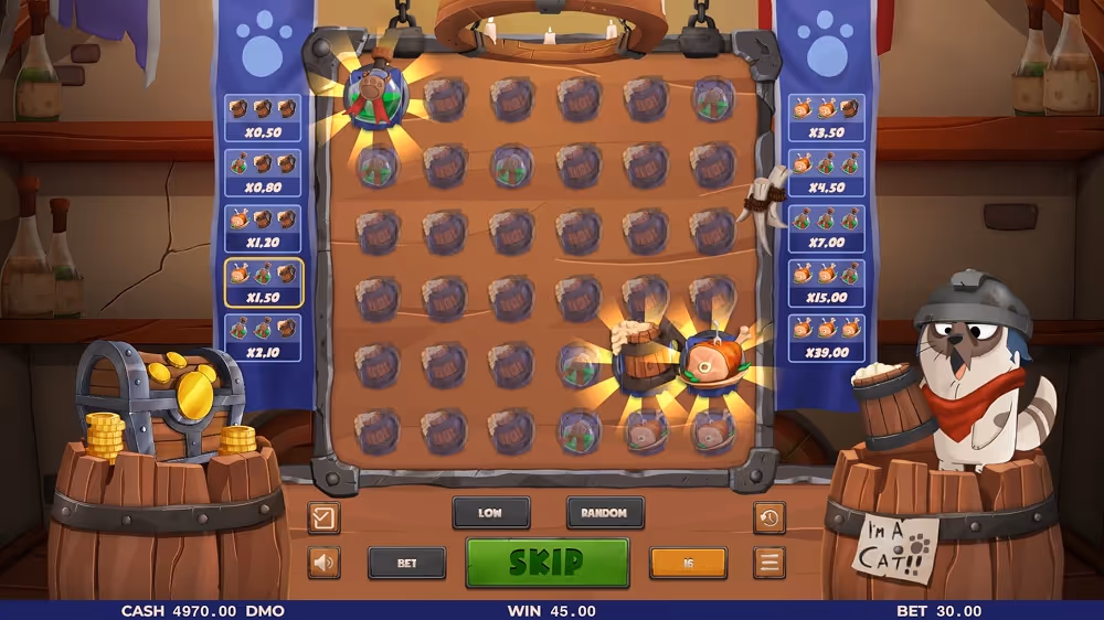 A gameplay screenshot of Im A Cat casino game by Pixmove