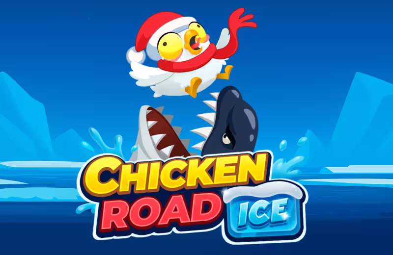 Chicken Road Ice casino crash game logo by InOut Games