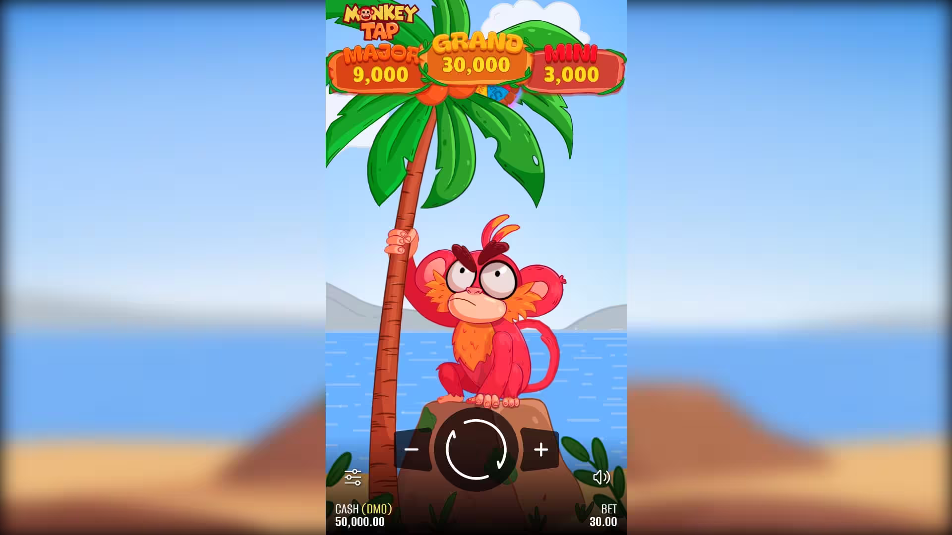 A desktop gameplay screenshot of casino game Monkey Tap by Pixmove