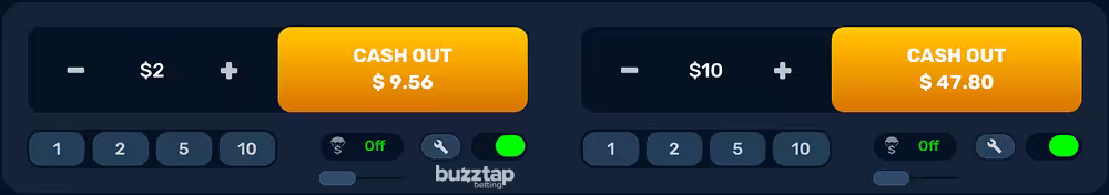 A screenshot in-game of the duel betting panel and game controls for Aero by Turbo Games