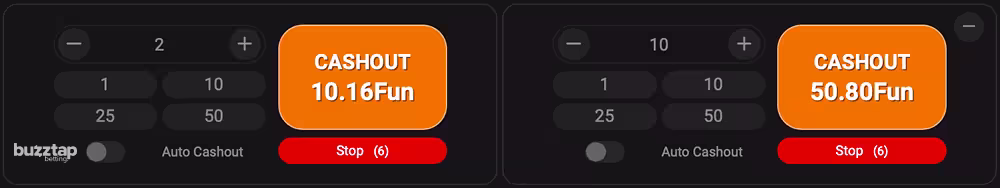 An in-game screenshot of the duel betting panel and game controls for AviaBET by Pascal Gaming