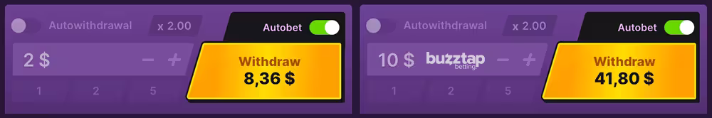 A screenshot of the in-game duel betting panel for casino crash game Crime Empire by 100HP Gaming