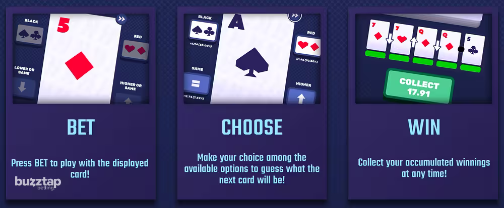 A screenshot of the in-game instructions for Hi-Lo Dare2Win by Hacksaw