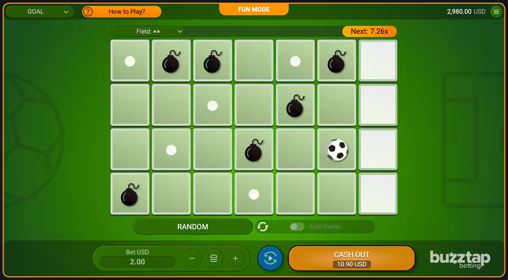 A gameplay screenshot of casino game Goal by Spribe
