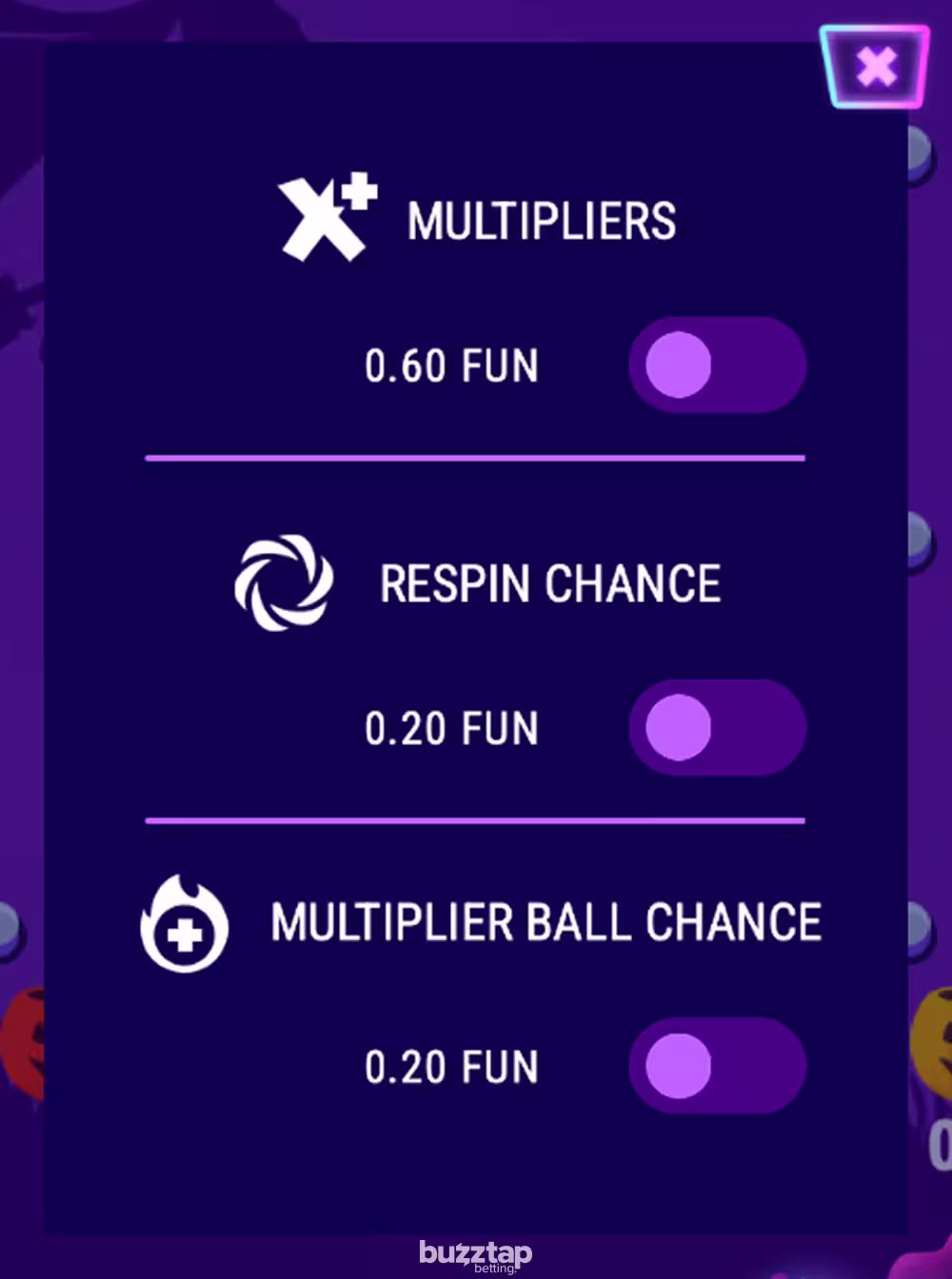 A screenshot of the in-game feature modes for Plinko 2 Halloween by BGaming
