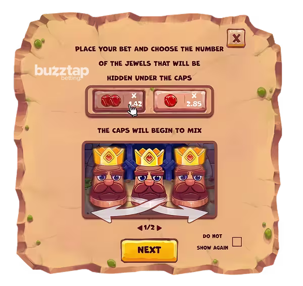 A screenshot of in-game instructions from King Thimbles by Pixmove