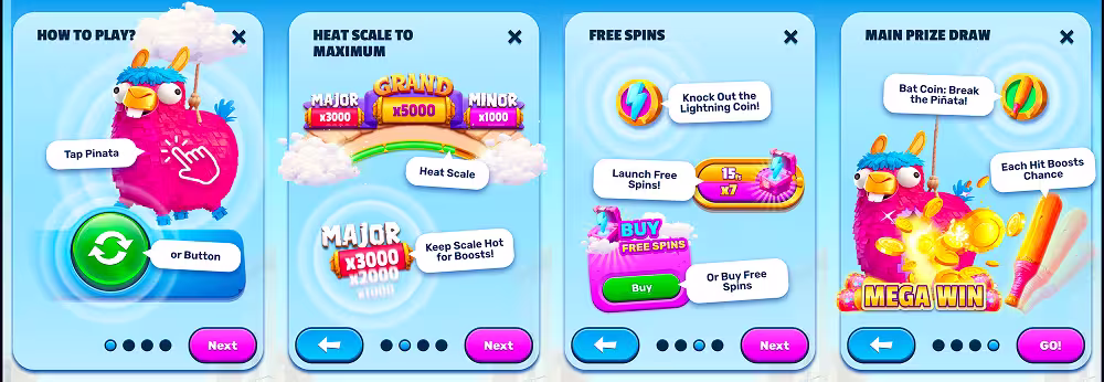 Instructional in-game guide for casino game Tapinata by Turbo Games