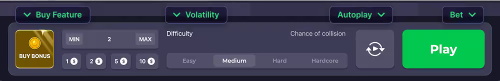 An in-game screenshot and descriptive diagram of the betting panel for Chicken Road Bonus game