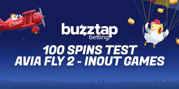 Graphical banner featuring the main character and logo of casino game Avia Fly 2 by InOut Games