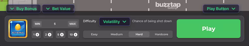 In-game betting panel and game controls