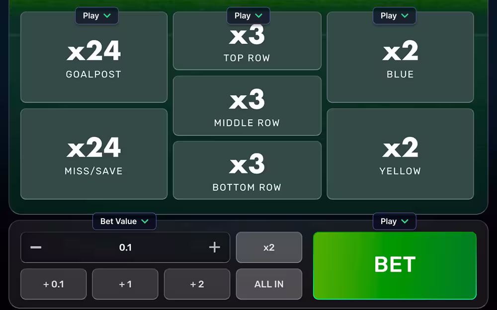 Galaxsys betting panel and game controls