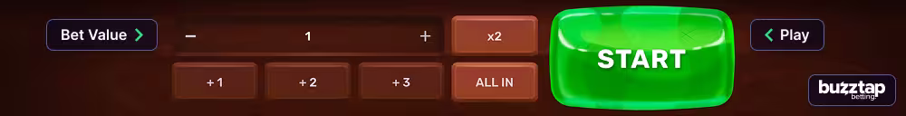 Ninja Crash betting panel and game controls