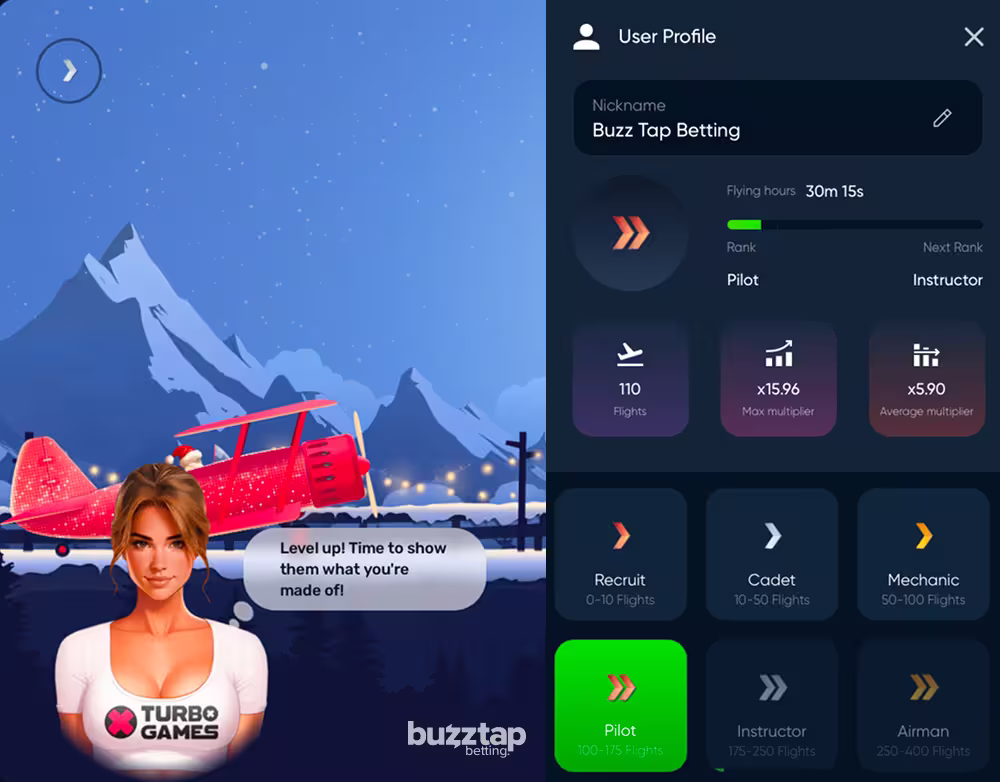 A screenshot of the player profile and achievements unlocked in Aero by Turbo Games