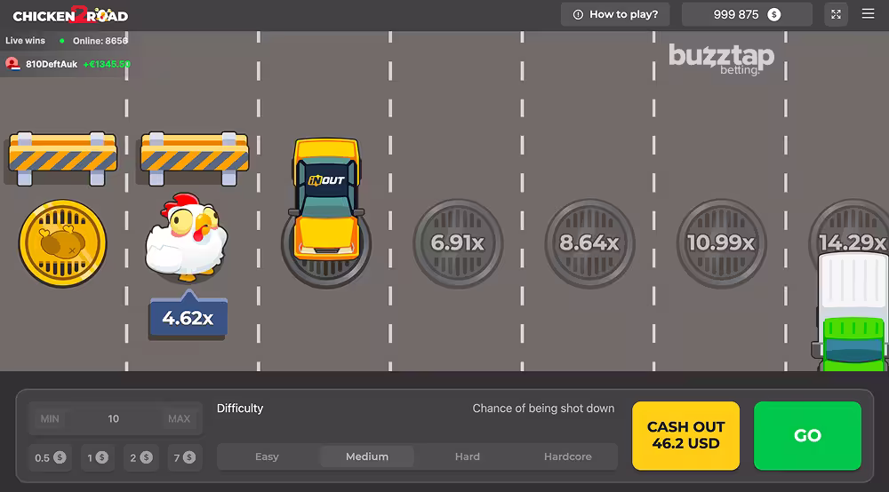 A gameplay screenshot of Chicken Road 2 by InOut Games