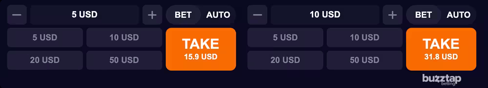 A screenshot in-game of the duel betting panel and game controls for CosmoX by Onlyplay
