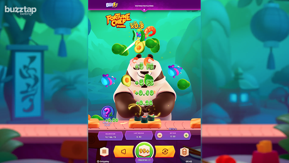 A gameplay screenshot of casino game Fortune Chef Panda by Onlyplay