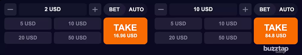 A screenshot of the in-game duel betting panel and game controls for GoalX crash game by Onlyplay