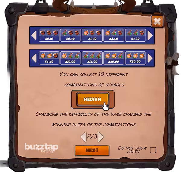 An in-game screenshot of the paytable guide for casino game Im A Cat by Pixmove