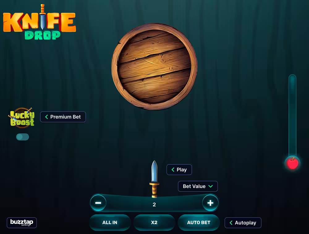Knife Drop betting panel and game controls