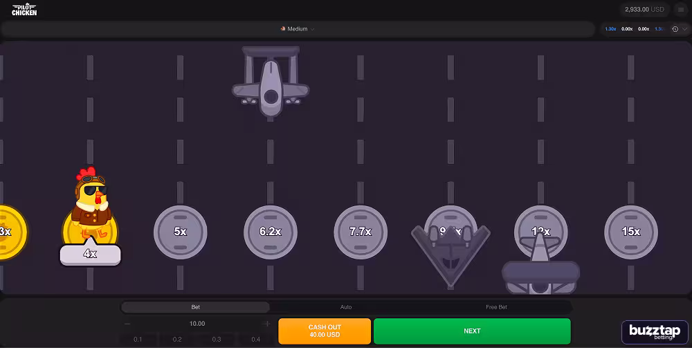 A gameplay screenshot of Pilot Chicken by SPRIBE